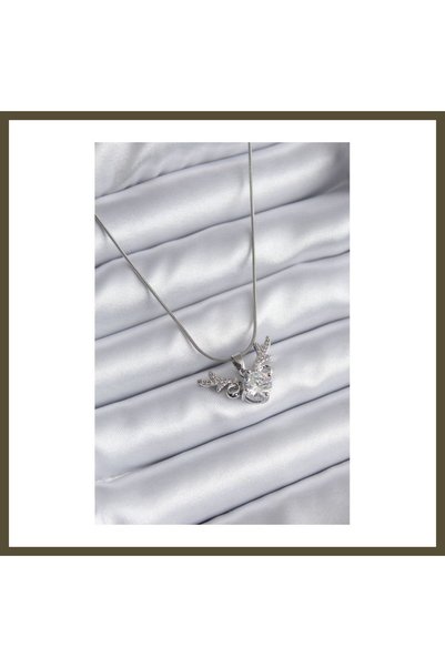 northcity n 316L Steel Silver-Colored Zircon Stone Horn-Shaped Modal Women's ...