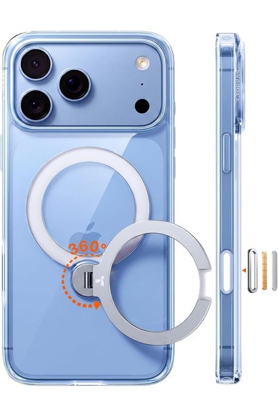 TORRAS Q3 Spin for iPhone 18 Pro Max Case, 360 Magnetic Stand, Transparent
