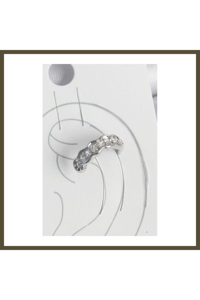 northcity n Silver-Toned Rice-Shaped Earrings with Zircon Stones for Women, C...