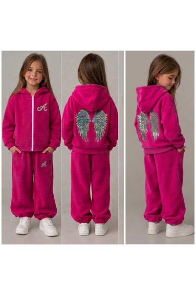 Ütk kids Set de 2 piese pentru fetițe, din material de fleece, cu imprimeu de...