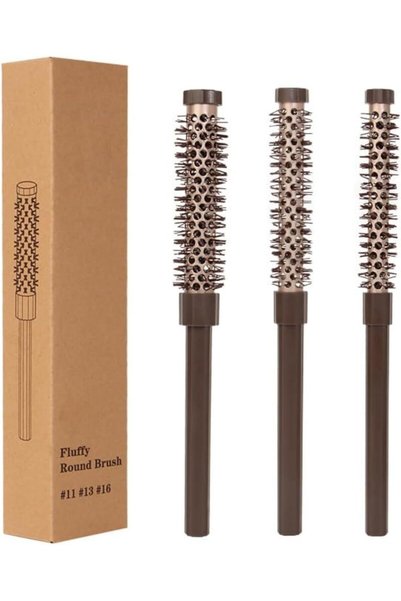 Tazweeq 3 Pcs Small Round Hair Brush Set, Barrel Blowout Rollers for Blow Dry...