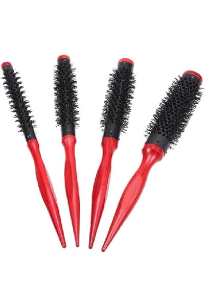 Tazweeq 4 Pcs Mini Round Hair Brush, 2 in 1 Conical Handle Blowout Aluminum N...
