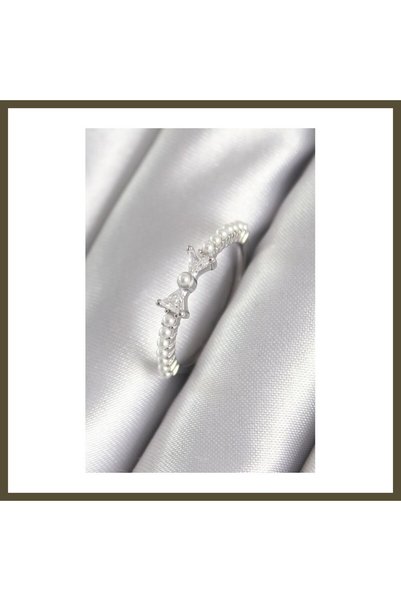 northcity n Rice-Shaped Silver-Toned Zircon Stone Ribbon-Style Pearl-Detail W...