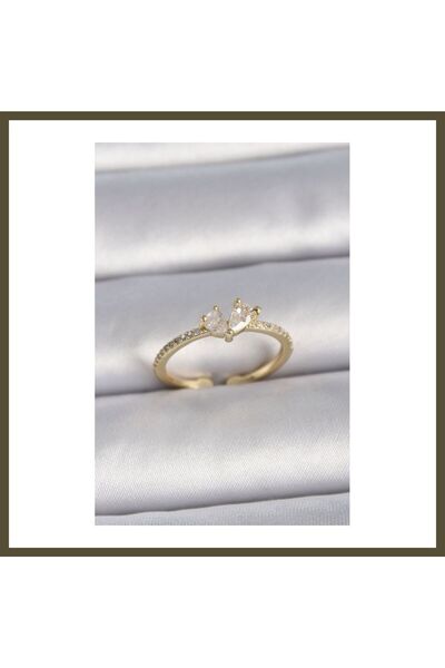 northcity n Gold-Tone Rice-Style Adjustable Zircon Stone Women's Ring BX