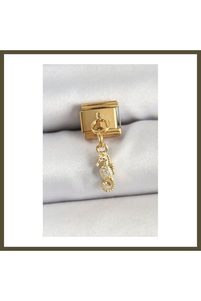 northcity n 316L Stainless Steel Dangling Seahorse-Shaped Charm with Zircon S...