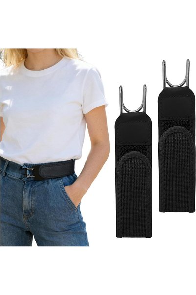 KOWVOWZ 2PCS Metal Hook Elastic Belt, Buckleless Invisible Stretch Waist Belt...