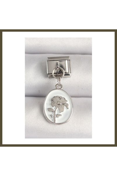 northcity n 316L Steel, Silver-Colored, Flower-Embellished, White Portrait-St...