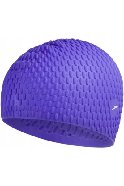 SPEEDO قبعة سباحة للجنسين من Bubble Active+ |   تصميم مزخرف، أسود، مقاس واحد