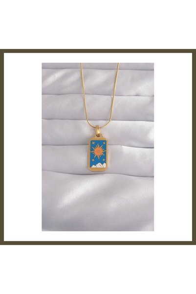 northcity n 316L Stainless Steel Gold-Colored Blue Enameled Sun-Shaped Tarot ...