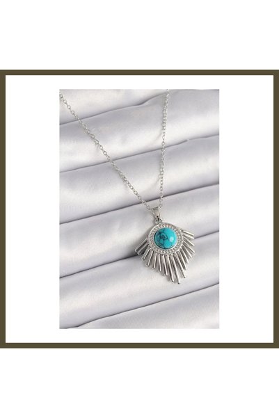 northcity n 316L Steel Silver-Colored Chain with Beaded Blue Beads and Zircon...
