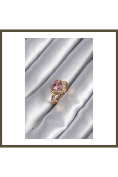 northcity n Gold-Plated Rice-Style Women's Ring with Pink Zircon Charm, Model BX