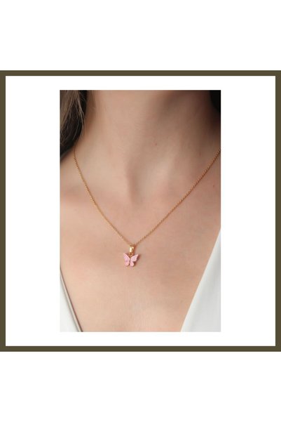 northcity n Gold and Pink Butterfly-Shaped Women's Necklace BX