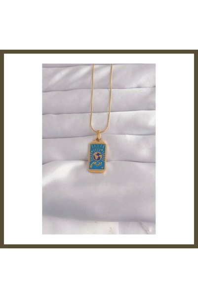 northcity n 316L Stainless Steel Gold-Colored Blue Enameled Hand-Shaped Tarot...