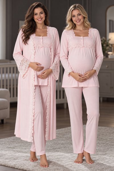 by İGP Effortt Adjustable Maternity and Postpartum Pajama Set with Robe