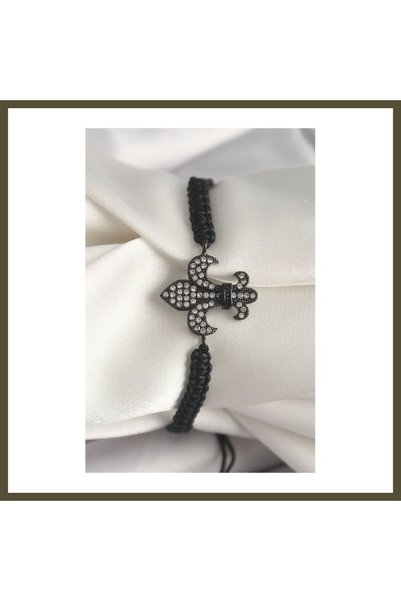 northcity n Rice-Shaped Black Zircon Lily Figure Macramé Bracelet with Slider...