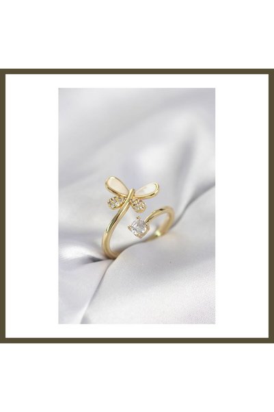 northcity n Gold-Colored Dragonfly-Style Modal Women's Ring with Zircon Stone...