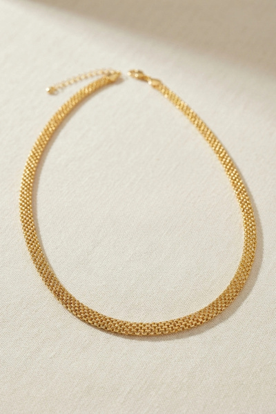 shopwave Woven Chain-Style Brass Necklace in Gold Color for Women