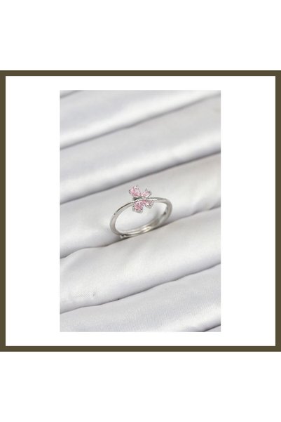 northcity n Silver-Toned Pink Butterfly Women's Ring BX