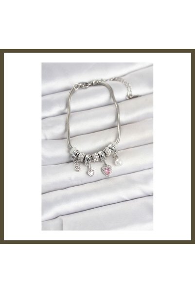 northcity n Women's Bracelet with Charms in Silver-Toned Rice Design BX