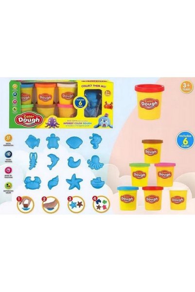 OEM Set plastilină 6 culori cu forme de animale marine - pastă de modelat pen...