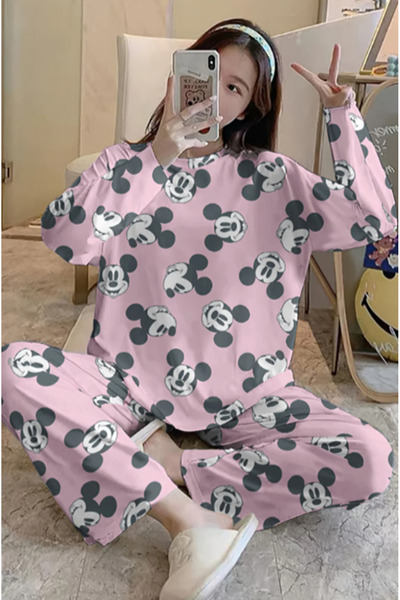 kuzey homewear Candy Pink Women's Long-Sleeve Pajama Set