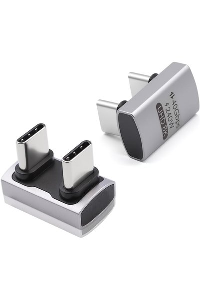 TERRIFI USB C 180 Degree Adapter, 2Pack 240W USB C Male to Male Adapter, 40Gb...