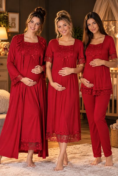 by İGP 4-Piece Effortt Maternity and Postpartum Nightgown and Pajama Set with...