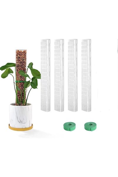 Yelajoy 4 Pcs 60cm Plastic Moss Pole Set for Climbing Plants, Plant Support S...