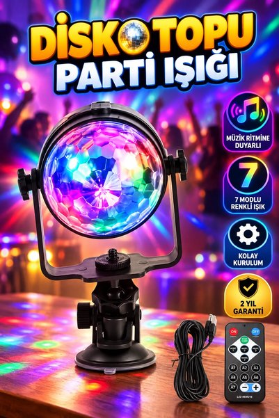canrodi 7-Modal Colorful Disco Ball Party Light That Responds to Music Rhythm