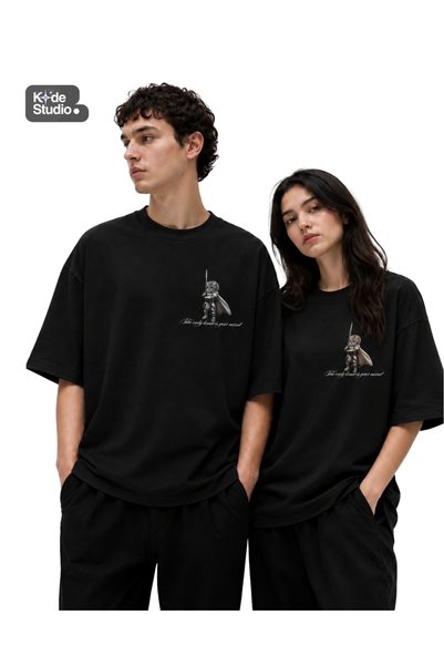 Unisex Oversize BRAVECAT Logo Baskili Baskılı %100PAMUKLU Fit Kalın Kumaşlı T-shirt (1 ADET T-SHİRT GÖNDERİLİR)