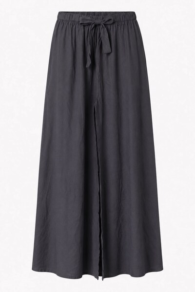 WeShaya Black Patterned Viscose Relaxed-Fit Pants, High-Waisted, Wide-Leg, Lo...