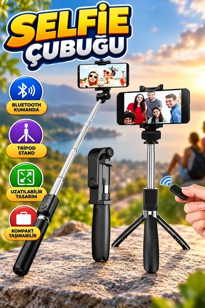 canrodi Bluetooth-Controlled Tripod Selfie Stick Phone Holder – Compact Design