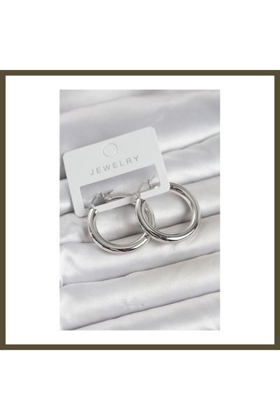 northcity n Silver-Colored Brass Hoop Earrings, 30 mm, Women's, BX