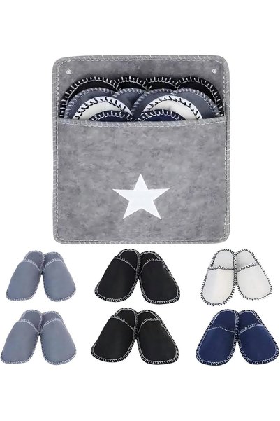 KASTWAVE 6 Pairs Spa Slippers, Guest Slippers for Adults, Soft Felt Indoor Sl...