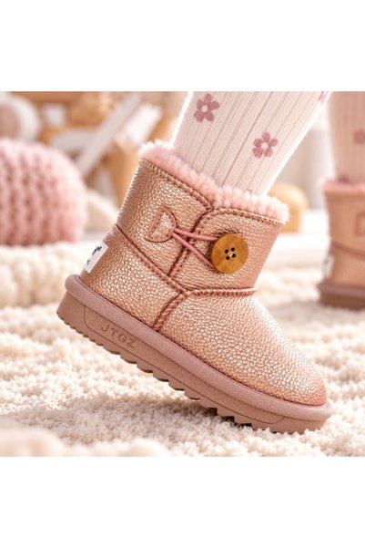 Superbaby Cizme roz sidefat pentru fetita, Superbaby, Model Nasturel, piele e...