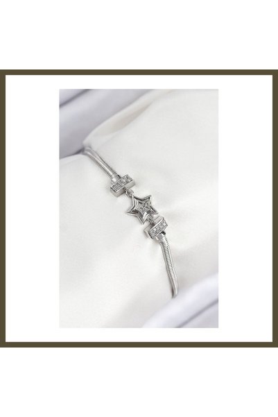 northcity n Silver-Colored Women's Bracelet with Rice-Shaped Zircon Stones in...