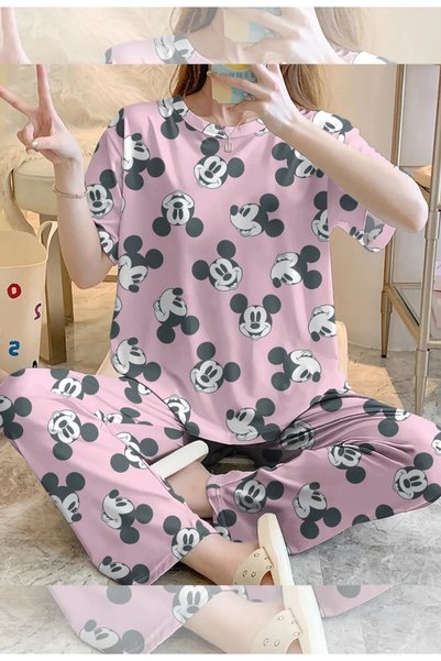 kuzey homewear Candy Pink Women's Short-Sleeved Pajama Set