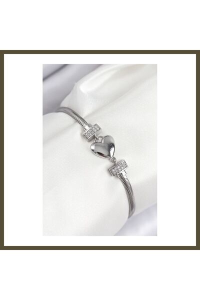 northcity n Silver-Colored Women's Bracelet with Rice-Shaped Zircon Stones, M...