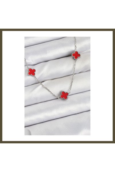 northcity n 316L Steel Chain, Silver-Colored, Red, Baby Boy, Clover, Women's ...