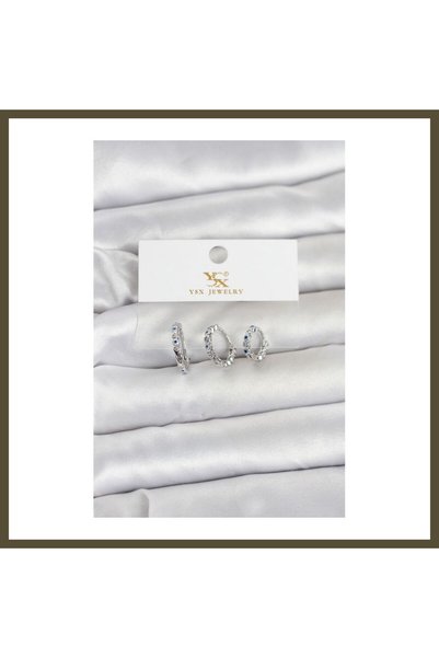 northcity n أقراط نسائية من ثلاث قطع، تصميم "ناظر"، لون فضي وذهبي.