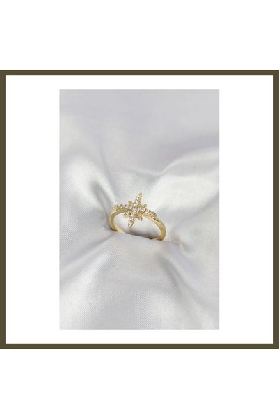 northcity n Gold-Toned Rice-Shaped North Star-Style Women's Ring with Zircon ...
