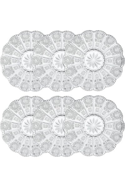 KASTWAVE Dessert Plates Set of 6-5.5 Inch Clear Glass Plates, Decorative Sala...