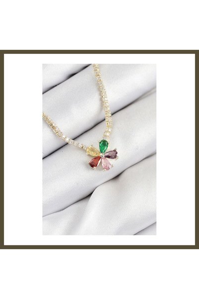 northcity n Women's Gold-Colored Necklace with Rice-Shaped Zircon Stones, Wat...