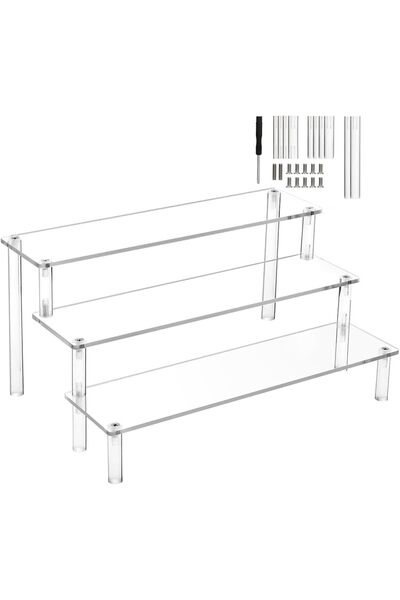 DIWANSA Acrylic Display Risers, 3 Tier Perfume Stand Organizer, Clear Cupcake...