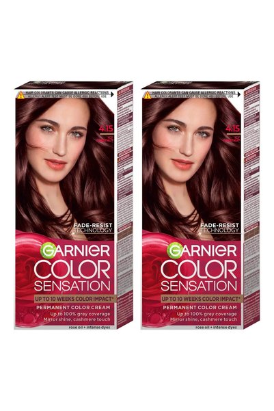 Garnier 2x PACHET Color Sensation 4.15 Vopsea de păr permanentă cu amoniac, n...