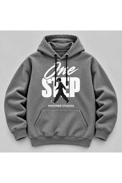 MONTREE Unisex 3 Thread Threaded 100% Cotton Oversize Hooded Printed Sweatshirt