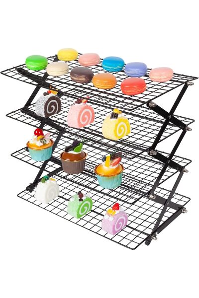 Yelajoy 4-Tier collapsible cooling rack for baking,Folding Cooling Grid,Adjus...