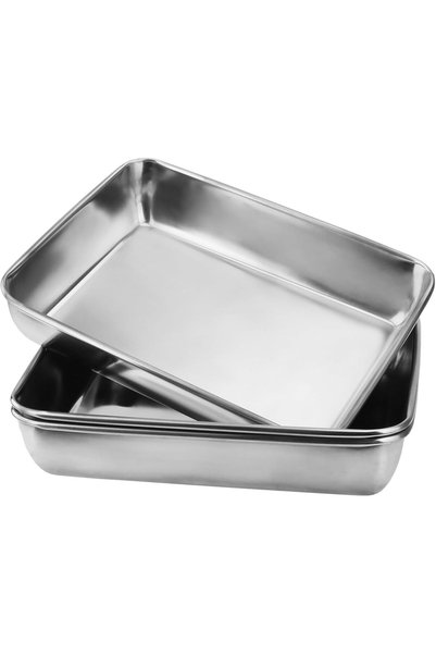 GENERAL Set of 3 Stainless Steel Baking Trays 25x20, Rectangular Baking Sheet...