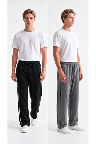 VESTRO Men's 2-Piece Relaxed-Fit Jersey Side-Zip Sweatpants with Zippered Poc...