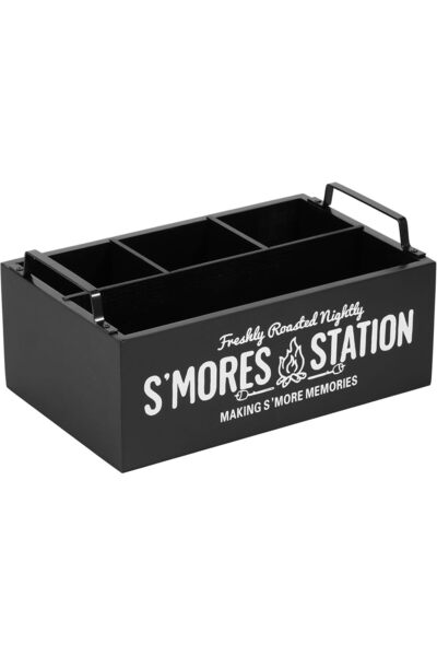 Yelajoy Black Wood Smores Station, Caddy Bar Holder for Graham Cracker Kit, R...